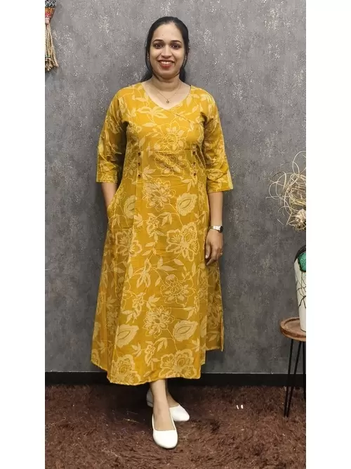 houseonthehill yellowflower ロンティ 80サイズ KURTIS_COTTON_GTZ-11273, GlitzIndia Fashions